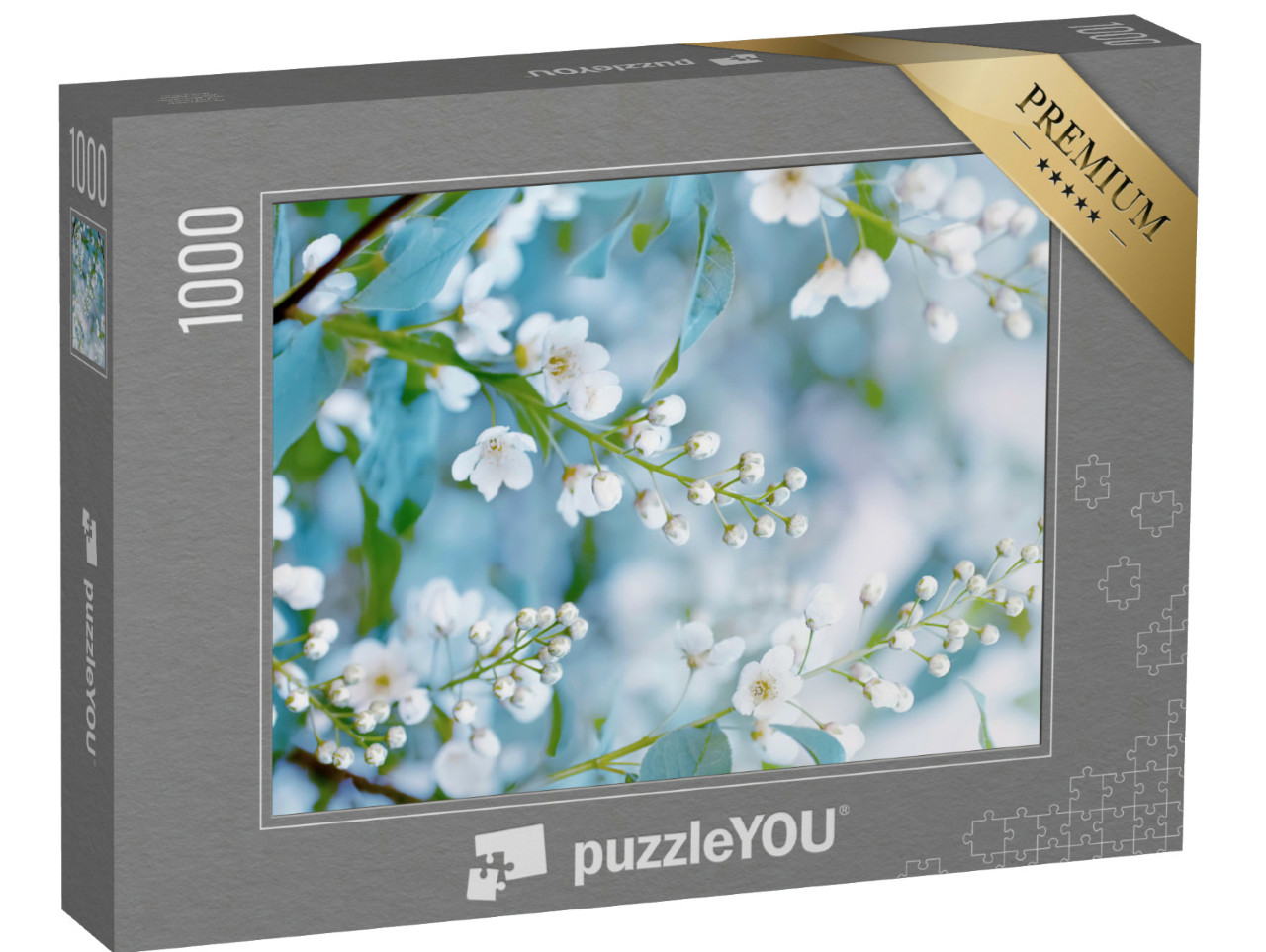 Puzzle de 1000 pièces « Branches du cerisier des oiseaux en fleurs au printemps »