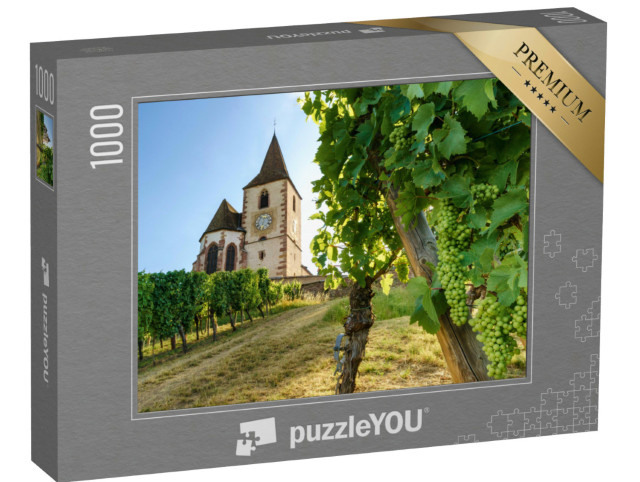 Puzzle de 1000 pièces « Église Saint-Jacques-le-Major à Hunawihr entre les vignobles de Ribeauville, Riquewihr et Colmar »