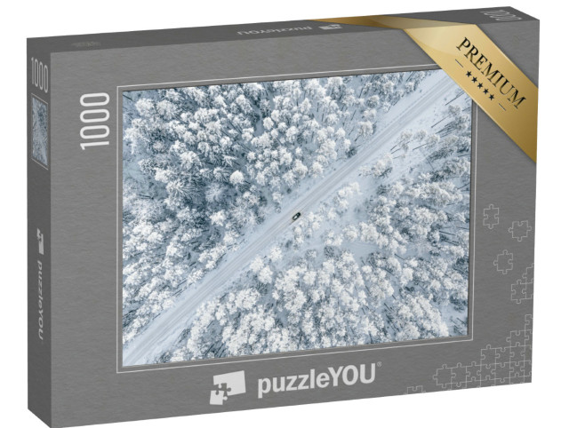 Puzzle de 1000 pièces « Un chemin forestier enneigé »