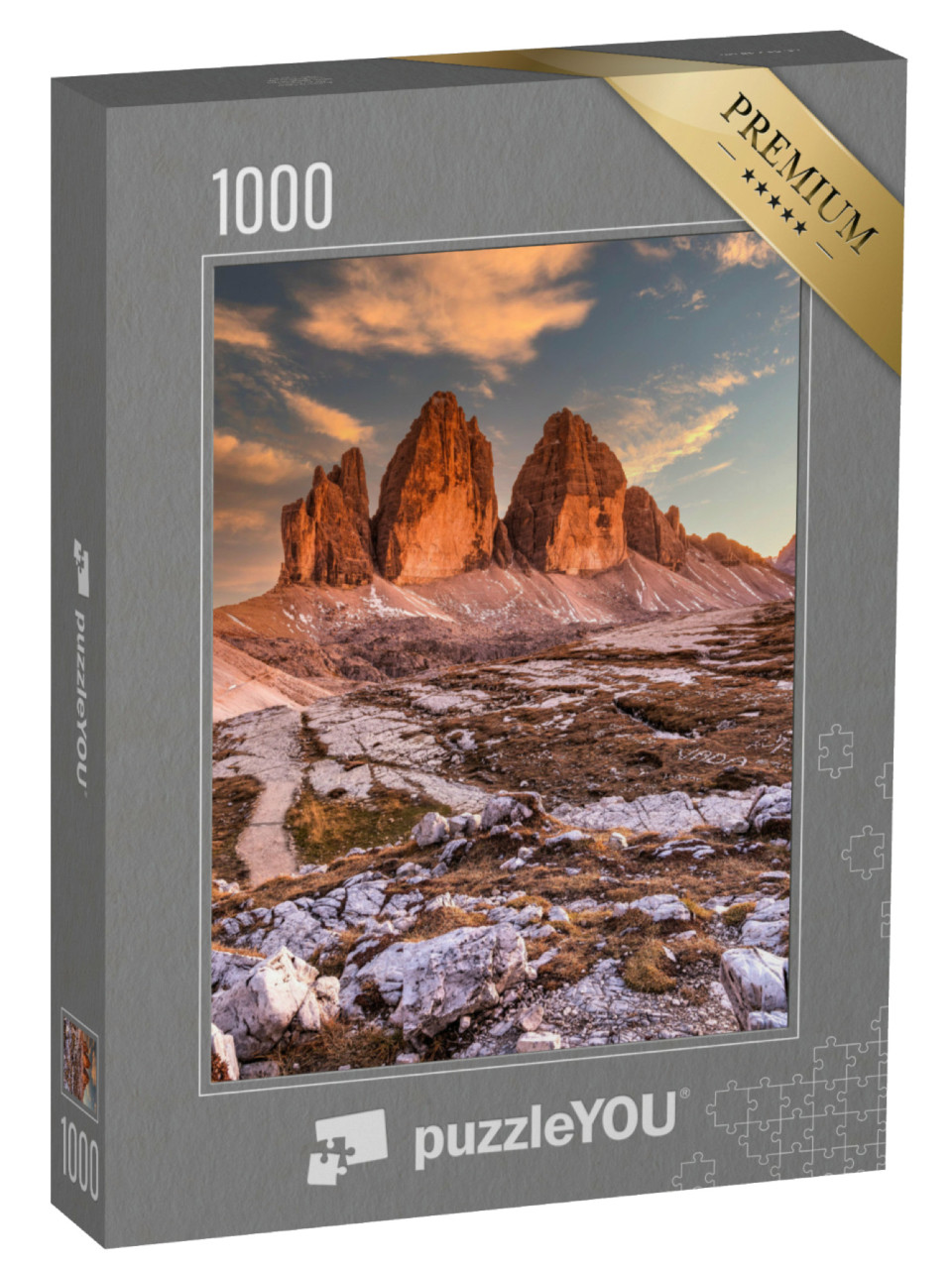Puzzle de 1000 pièces « Les Trois Cimets le soir, Tyrol du Sud, Italie »