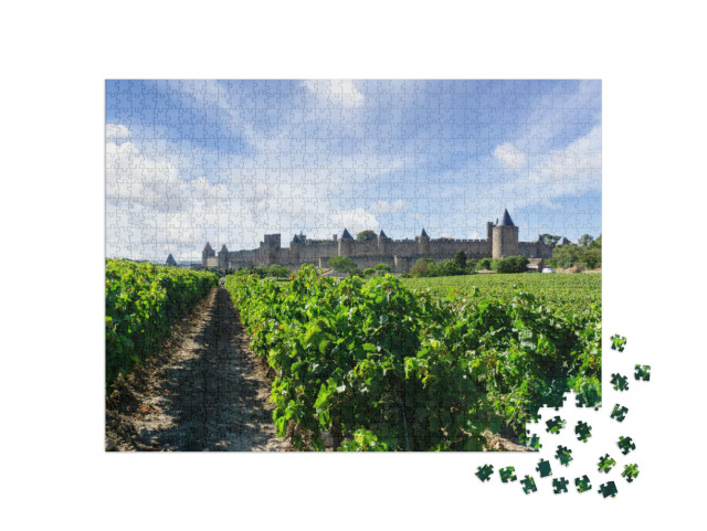 Puzzle de 1000 pièces « Vignes dans les vignobles de Champagne à Carcassonne, France »