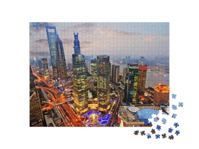 Puzzle de 1000 pièces « Vue depuis la tour de télévision Oriental Pearl à Shanghai »
