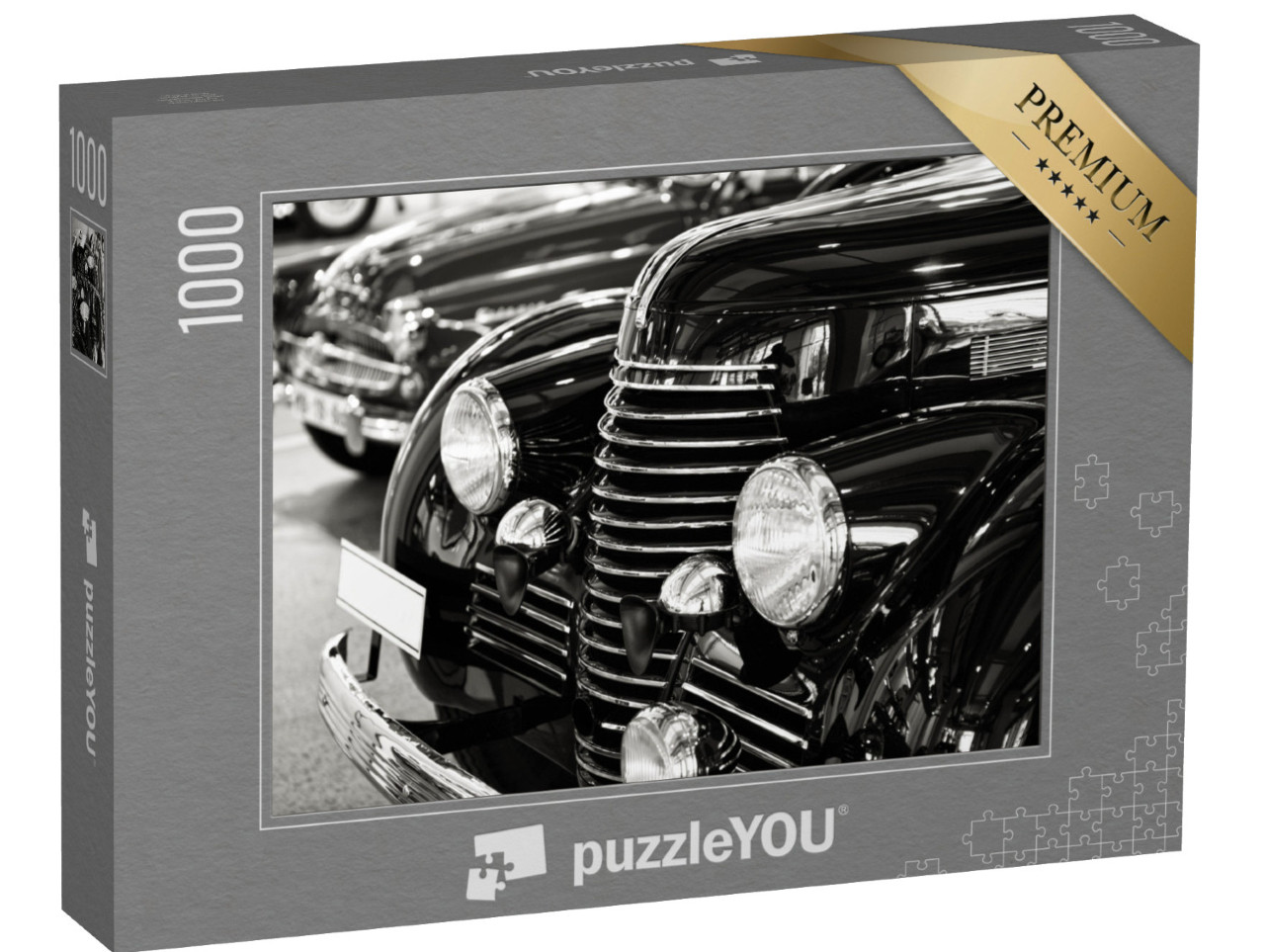 Puzzle de 1000 pièces « Voiture ancienne en noir et blanc »