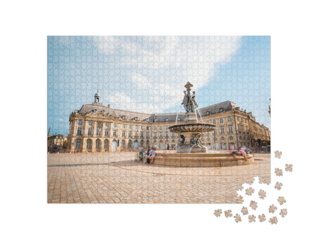Puzzle de 1000 pièces « Place de la Bourse avec fontaine à Bordeaux »