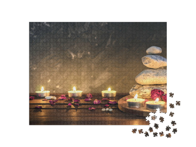 Puzzle de 1000 pièces « Pierres, bougies, aromathérapie, fleurs séchées »