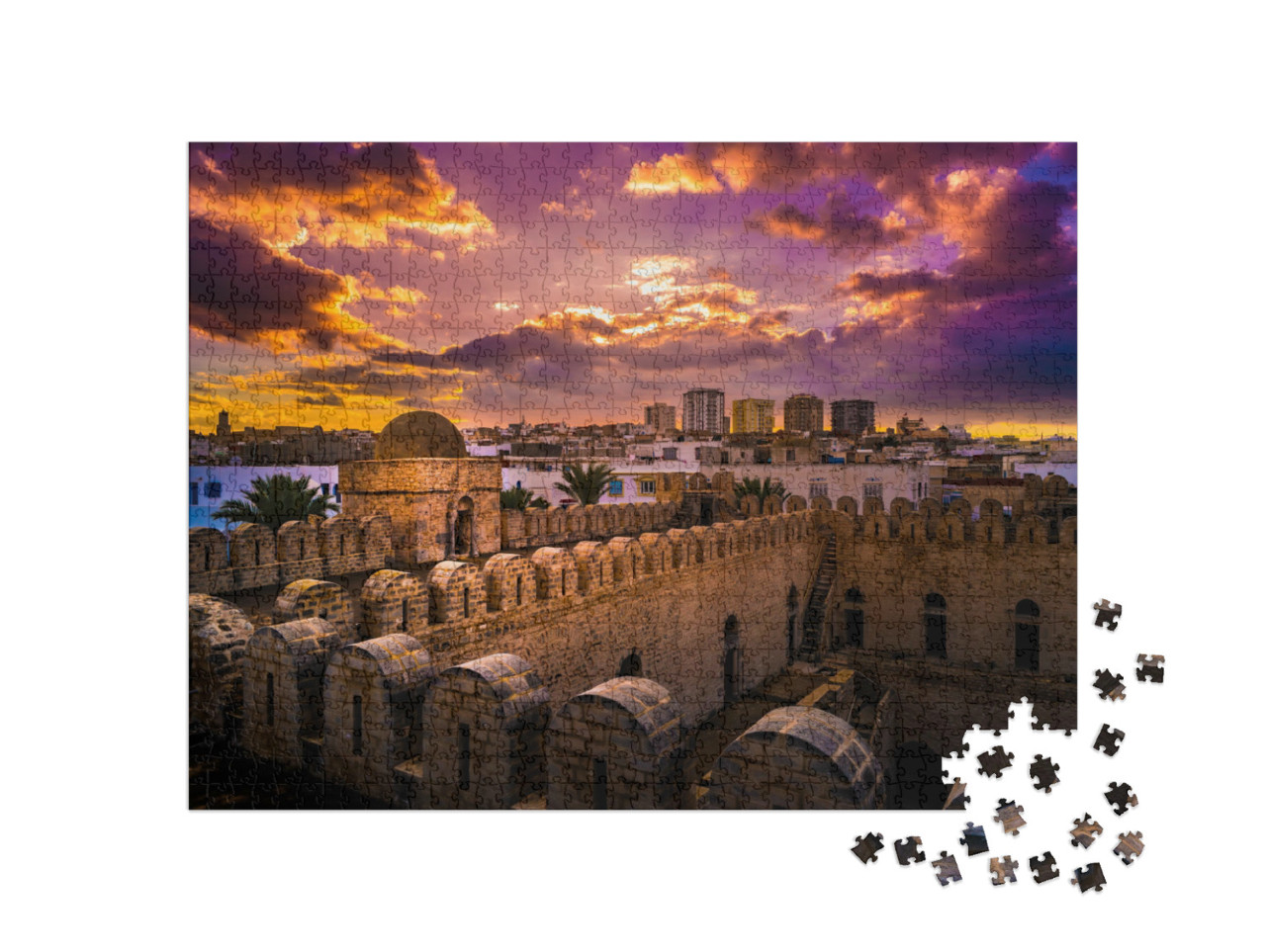 Puzzle de 1000 pièces « Maurn de la forteresse de Ribat de Sousse, Tunisie »