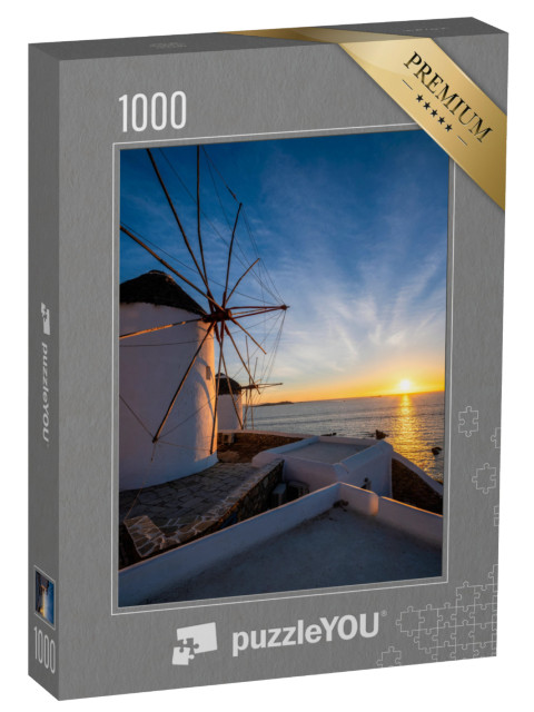 Puzzle de 1000 pièces « Les moulins à vent de la ville de Chora, Mykonos »