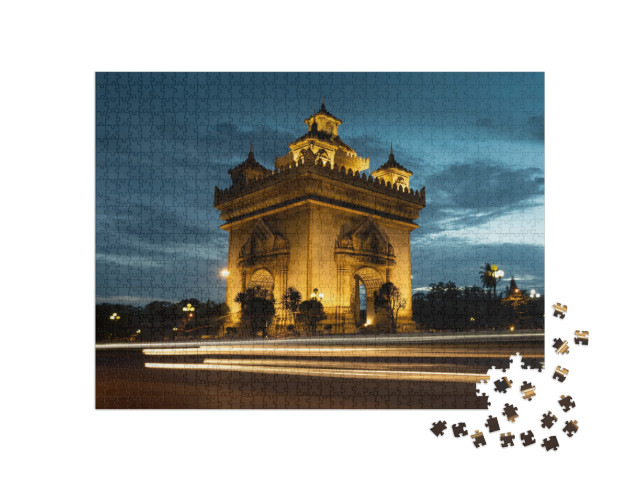 Puzzle de 1000 pièces « Monument de la victoire Patuxai à Vientiane, capitale du Laos »