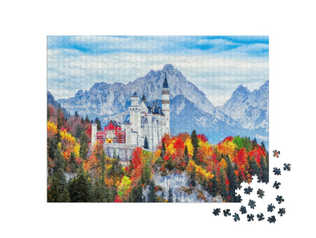 Puzzle de 1000 pièces « Château de Neuschwanstein : un symbole de la Bavière en automne, Allemagne »