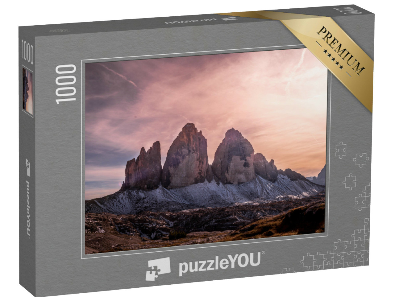 Puzzle de 1000 pièces « Drei Zinnen im Nationalpark Sextner : Coucher de soleil dans les Dolomites »