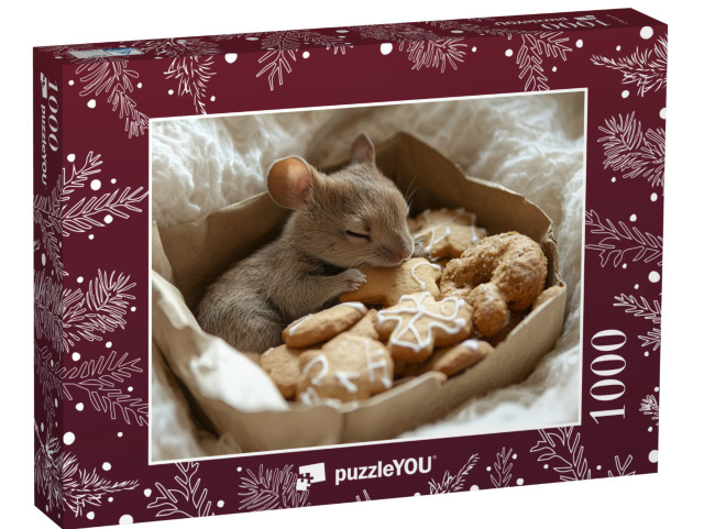 Puzzle de 1000 pièces « La souris de Noël grignote des biscuits »