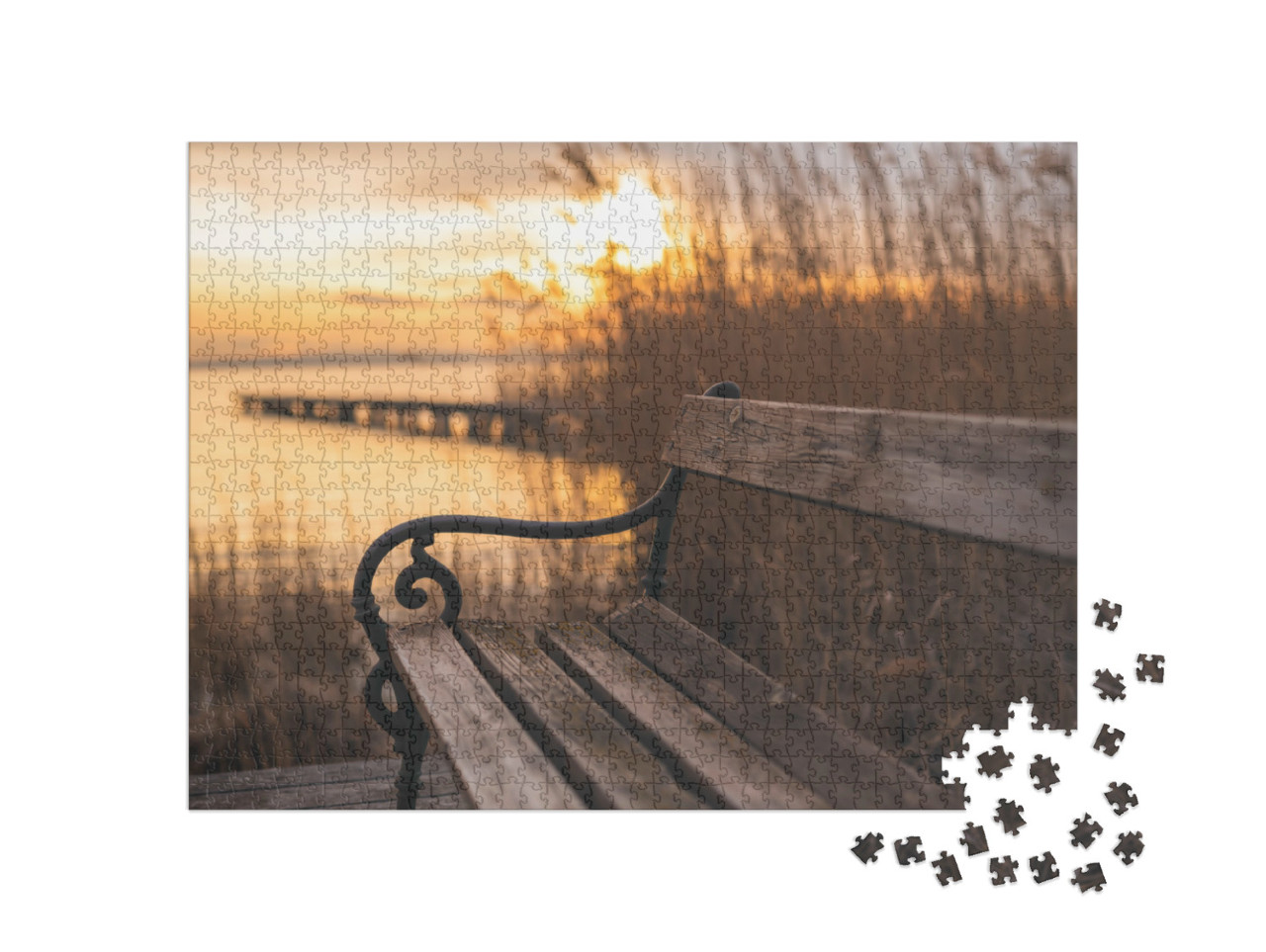 Puzzle de 1000 pièces « Coucher de soleil automnal sur le lac »