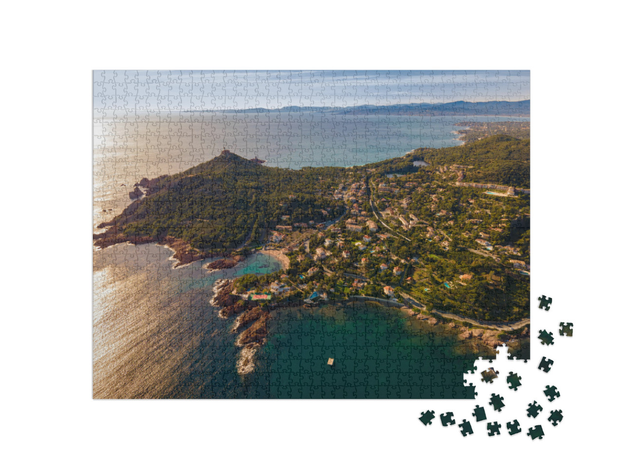 Puzzle de 1000 pièces « Cap le Dramont, baie d'Agay, Anthéor, la Baumette et Saint Raphaël, Côte d'Azur »