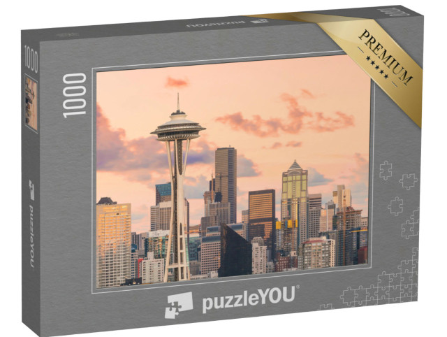 Puzzle de 1000 pièces « Vue de la ligne d'horizon du centre-ville de Seattle dans l'État de Washington, États-Unis »