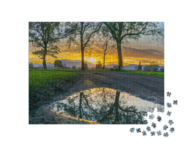 Puzzle de 1000 pièces « Coucher de soleil dans la vallée du Rhin »
