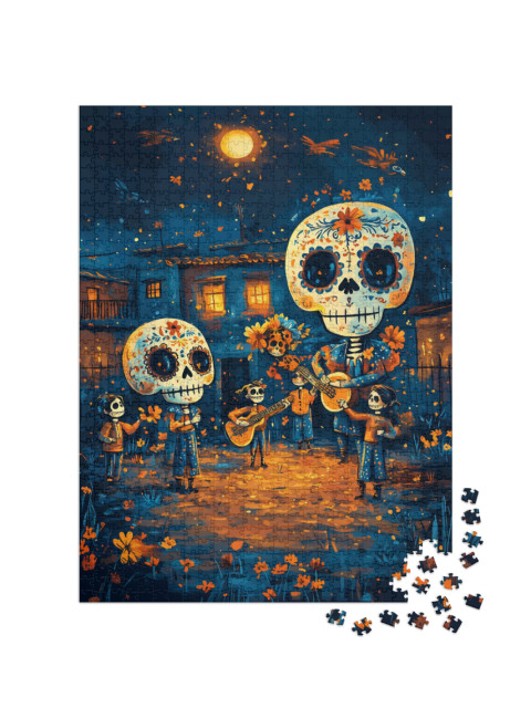 Puzzle de 1000 pièces « Concert tête de mort Halloween »