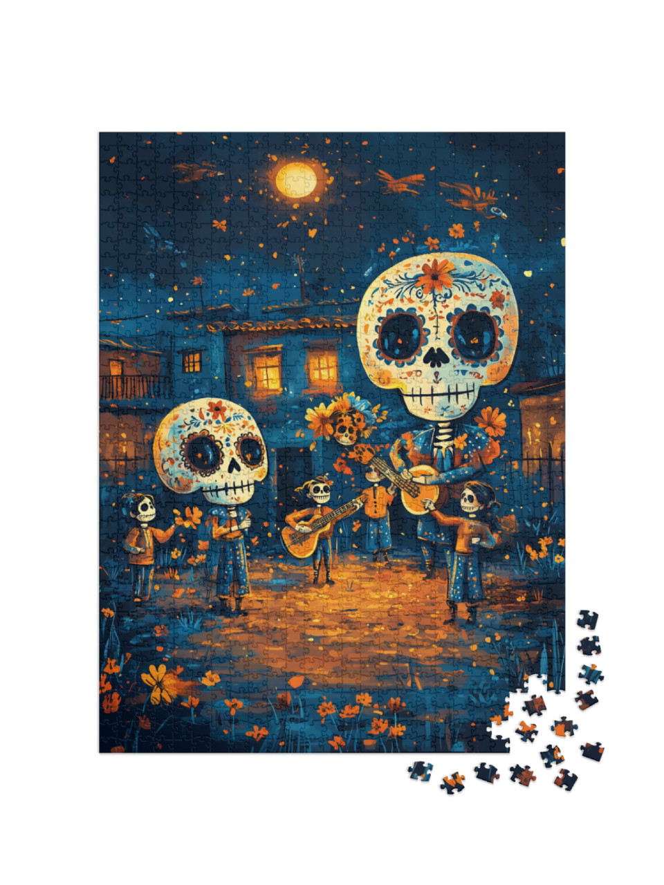 Puzzle de 1000 pièces « Concert tête de mort Halloween »