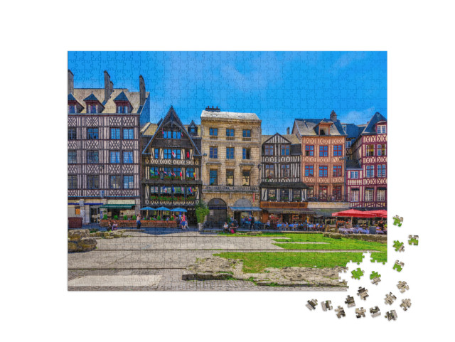 Puzzle de 1000 pièces « Rue avec maisons à colombages à Rouen, Normandie, France »