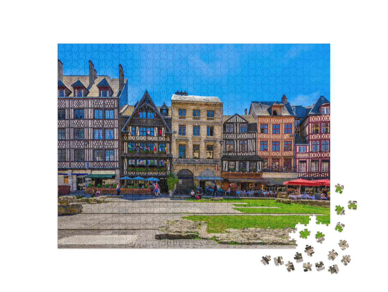 Puzzle de 1000 pièces « Rue avec maisons à colombages à Rouen, Normandie, France »