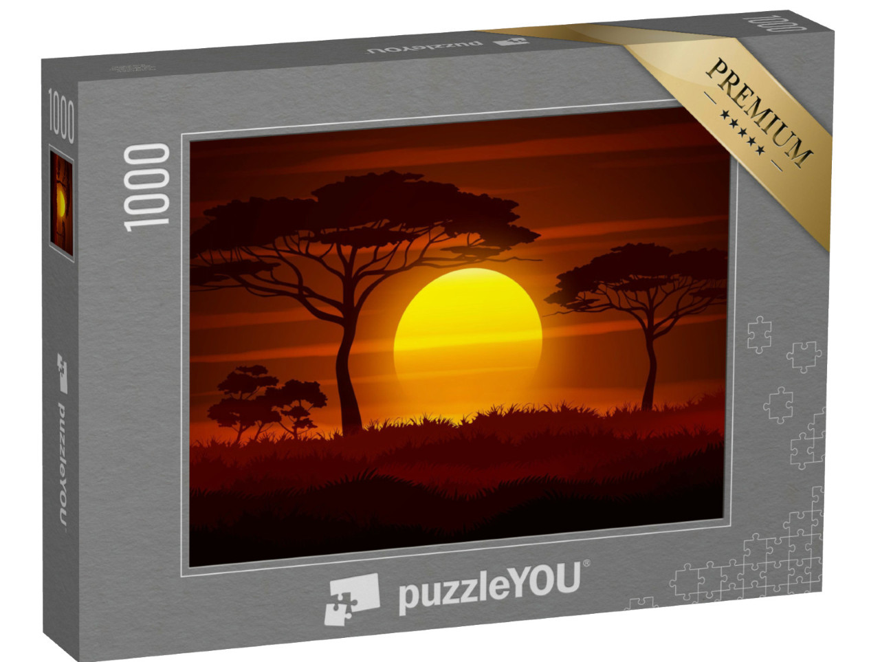 Puzzle de 1000 pièces « Coucher de soleil dans la savane africaine »