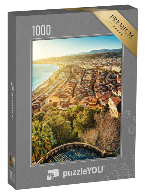 Puzzle de 1000 pièces « Nice paysage urbain au coucher du soleil depuis le belvédère - Cote D Azur - Côte d'Azur - France »