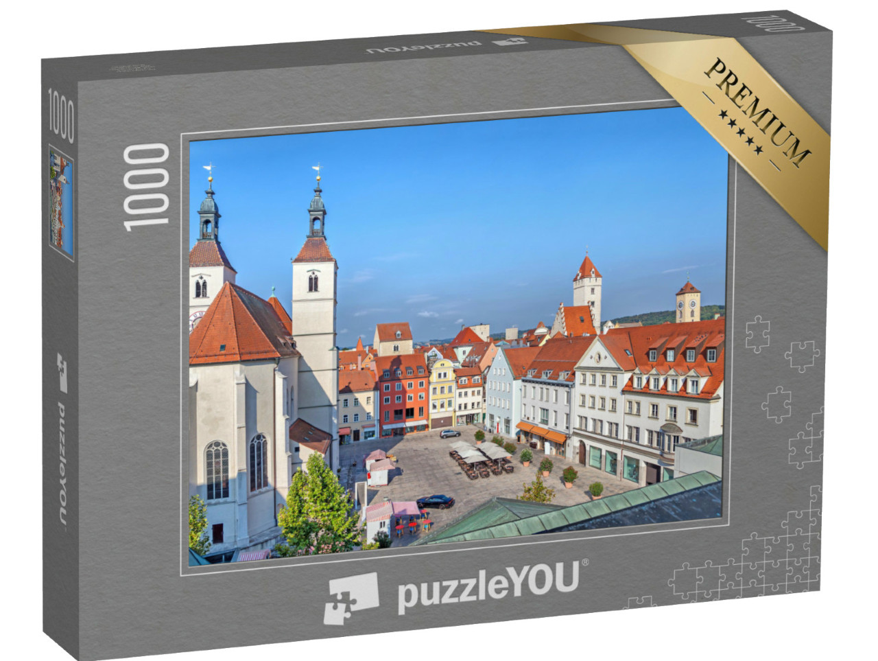 Puzzle de 1000 pièces « Neupfarrplatz et l'église Neupfarr, Regensburg, Allemagne »