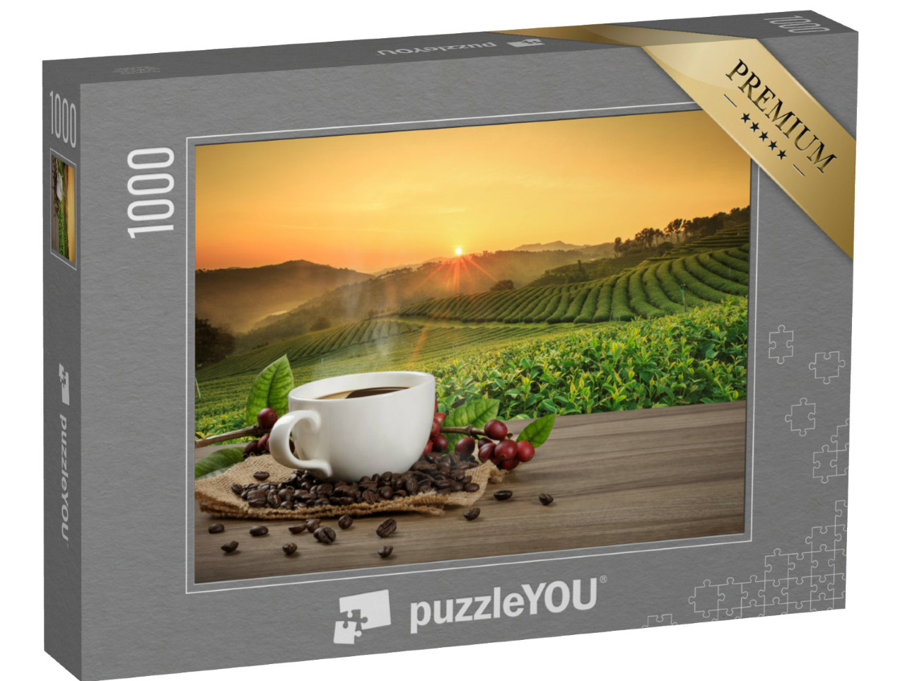 Puzzle de 1000 pièces « Une tasse de café fraîchement préparé »