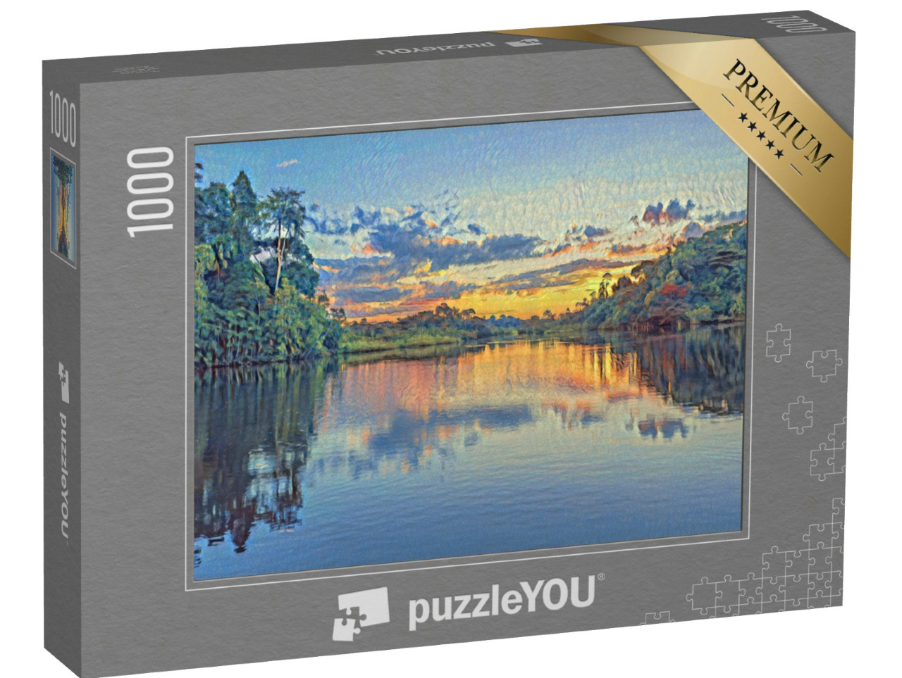 Puzzle de 1000 pièces « dans le style de Paul-Cezanne - Coucher de soleil sur l'Amazone - Collection Puzzle Artistes & Tableaux »