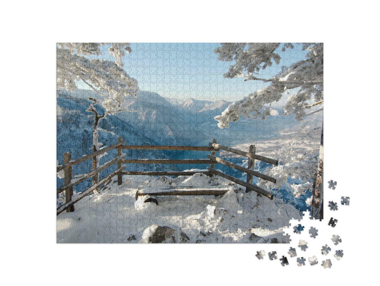 Puzzle de 1000 pièces « Vue sur la rivière Drina, montagnes de Tarage, Serbie »
