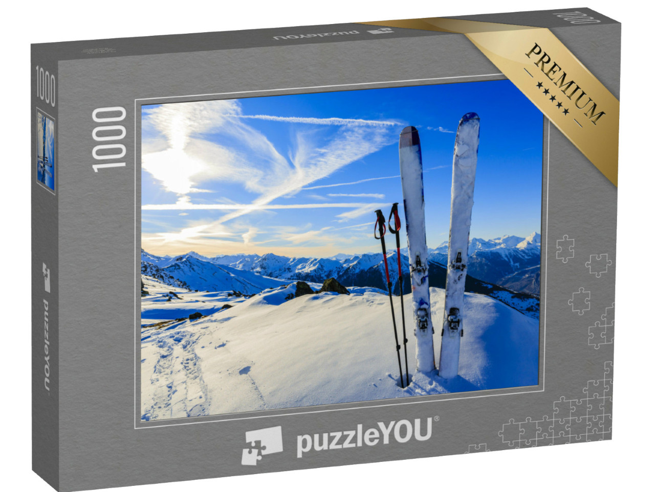 Puzzle de 1000 pièces « Prêt pour la descente : les skis dans la neige »
