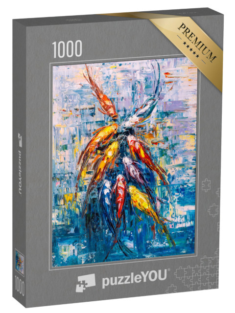 Puzzle de 1000 pièces « Peinture à l'huile : carpe koï »