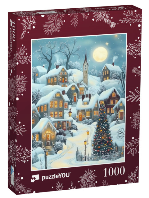 Puzzle de 1000 pièces « Village sous la magie de la neige de Noël »