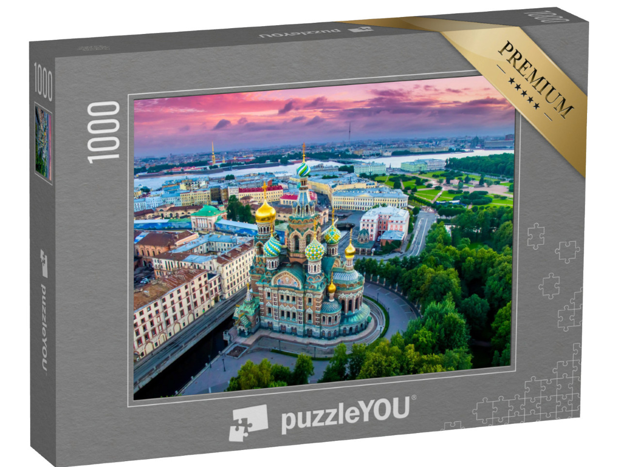 Puzzle de 1000 pièces « Panorama de Saint-Pétersbourg au coucher du soleil, Russie »