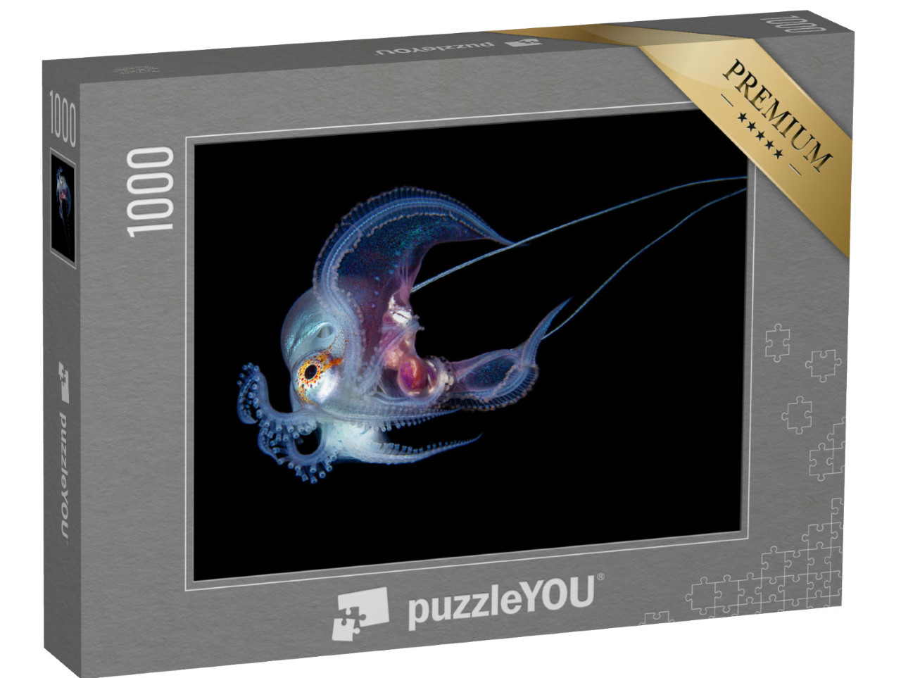 Puzzle de 1000 pièces « Photo sous-marine d'une pieuvre bleue »