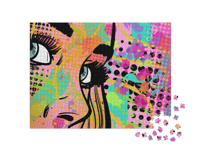 Puzzle de 1000 pièces « Style pop art avec la dame abstraite »