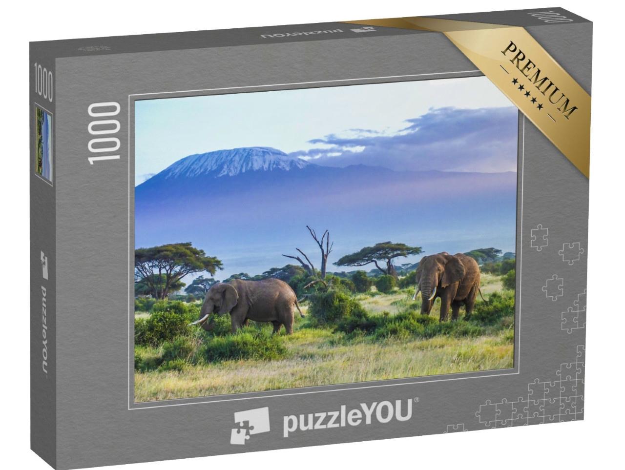 Puzzle de 1000 pièces « Les éléphants du Kilimandjaro »