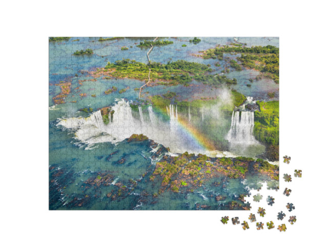 Puzzle de 1000 pièces « Merveilles naturelles : les chutes d'Iguazu vues d'hélicoptère, Brésil »
