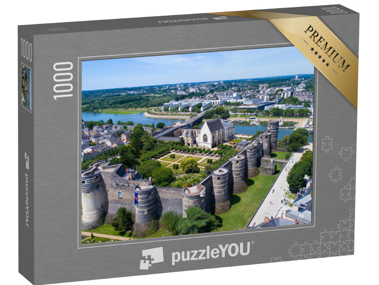 Puzzle de 1000 pièces « Vue aérienne du château des ducs d'Anjou dans la ville d'Angers, Maine et Loire, France »