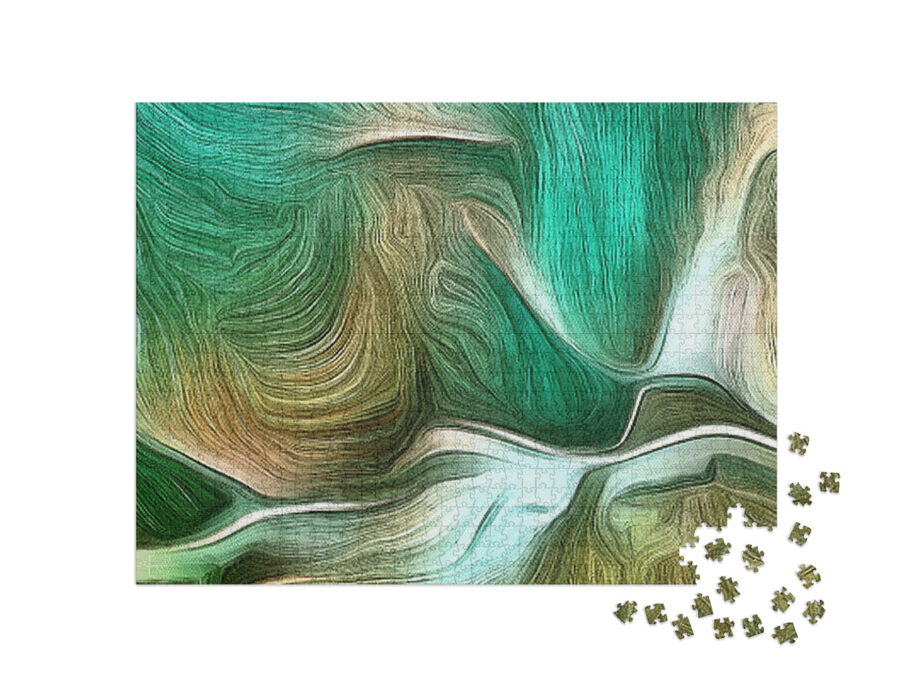 Puzzle de 1000 pièces « Peinture abstraite dans des tons verts vifs »