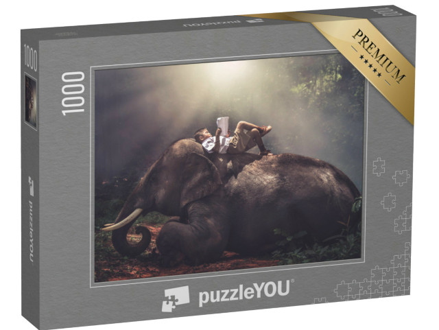 Puzzle de 1000 pièces « Les meilleurs amis - Garçon et éléphant »