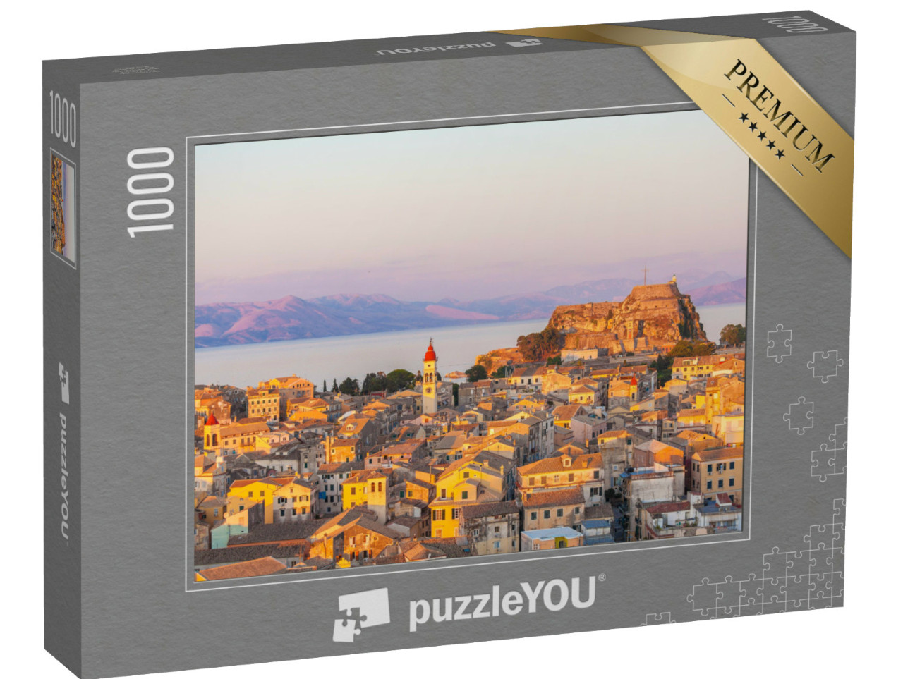 Puzzle de 1000 pièces « Nouvelle forteresse de Corfou au coucher du soleil »