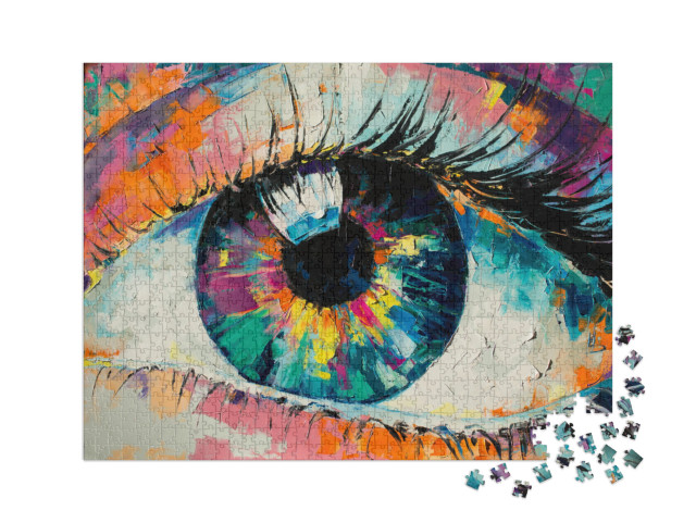 Puzzle 1000 pièces XXL « Tableau abstrait conceptuel de l'œil, peinture à l'huile »