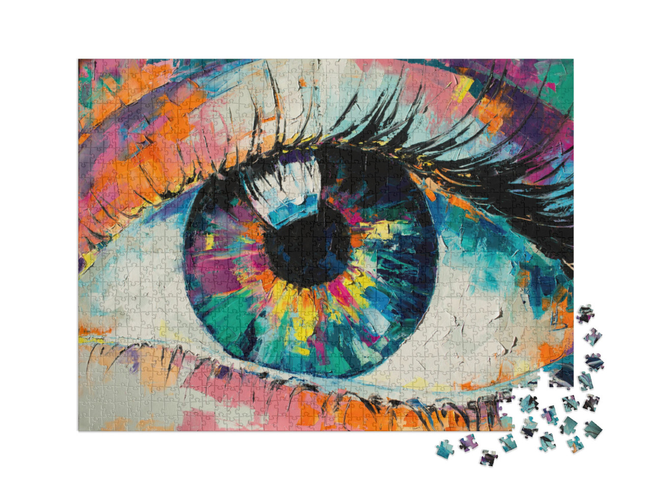 Puzzle 1000 pièces XXL « Tableau abstrait conceptuel de l'œil, peinture à l'huile »
