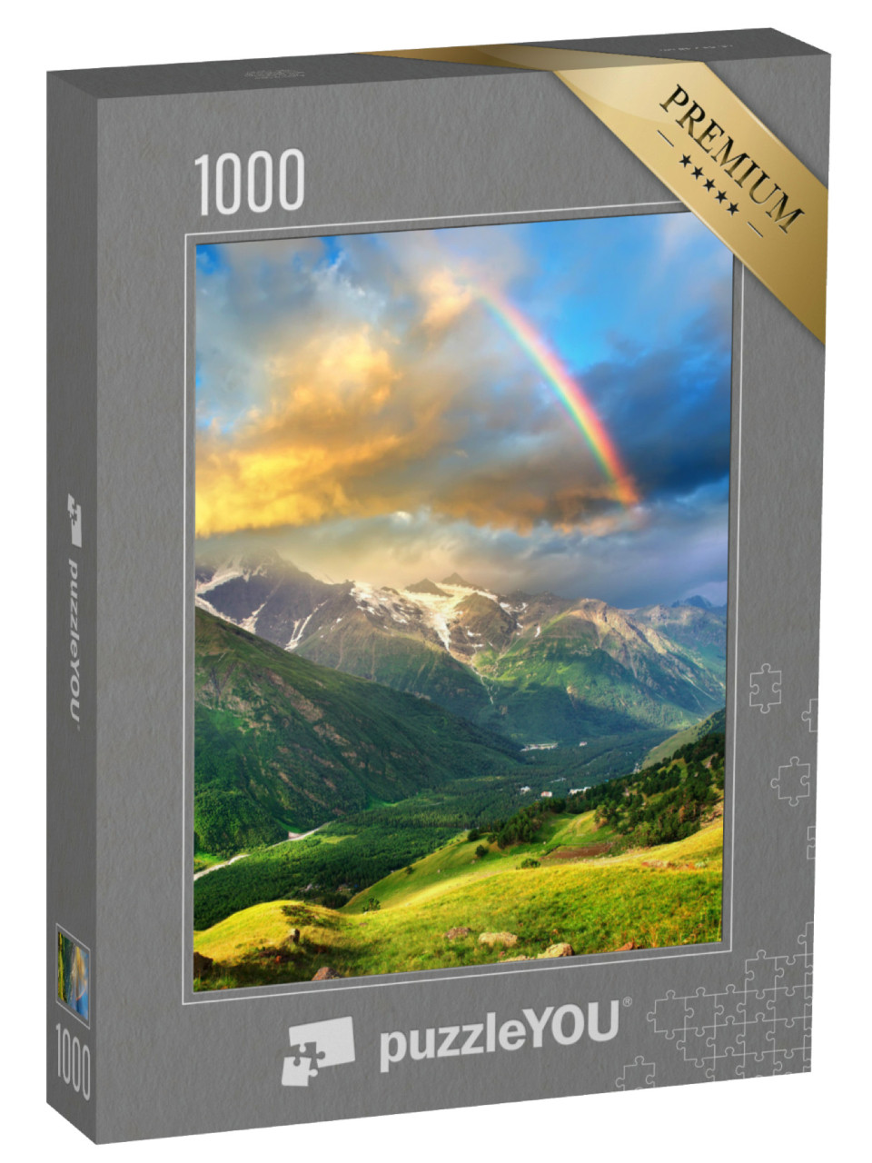 Puzzle de 1000 pièces « Arc-en-ciel au-dessus des montagnes »