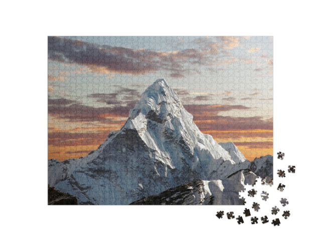 Puzzle de 1000 pièces « Ama Dablam sur l'Everest le soir, Himalaya, Népal »