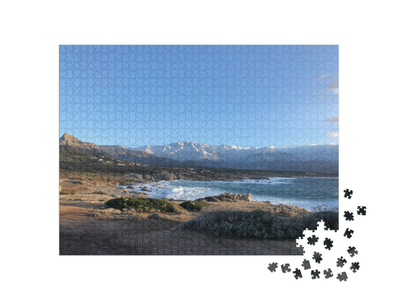 Puzzle de 1000 pièces « Corse, Calvi, France, vue du sommet du Spanu sur les montagnes corses (monte cinto) »