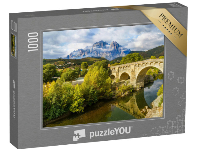 Puzzle de 1000 pièces « Paysage avec le village de Ponte Leccia et le Monte Cinto sur l'île de Corse, France »