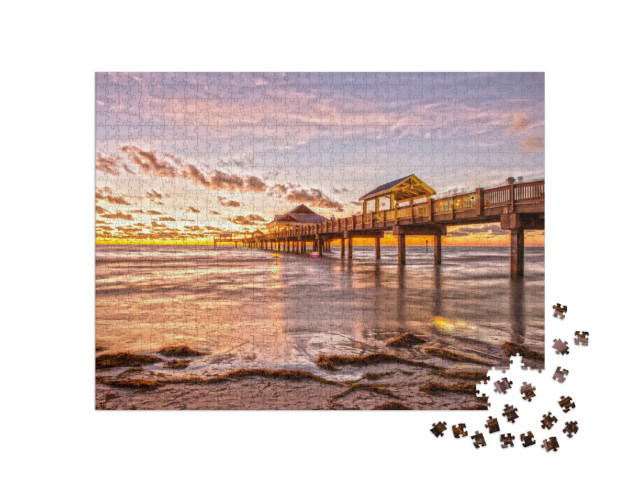Puzzle de 1000 pièces « Coucher de soleil sur la jetée de Clearwater Beach, Floride »