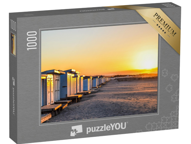 Puzzle de 1000 pièces « Les cabines de plage - Plage de Calais, Nord de la France »