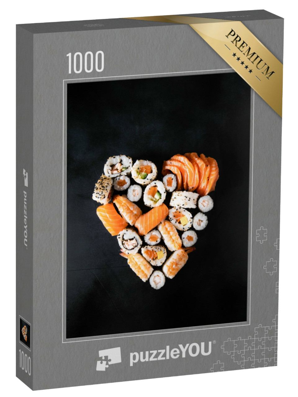 Puzzle de 1000 pièces « Rouleaux de sushi servis en forme de cœur »